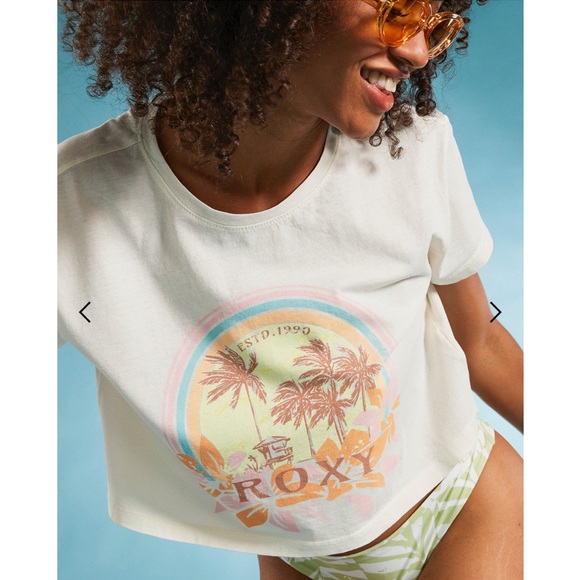 NWT Roxy Haleiwa Moment Cropped Baby T Shirt - Picture 4 of 12